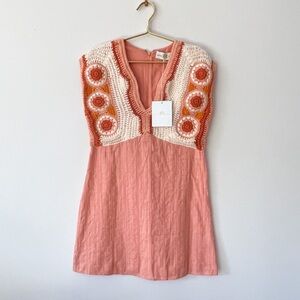 ANNA CATE NWT Peach Crochet Ally Dress